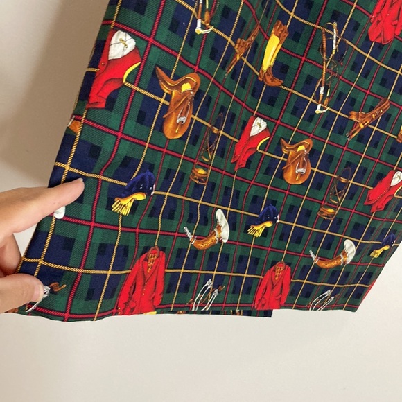 Handmade Skirt Womens Large Green Blue Plaid Straight Pencil Equestrian Preppy - Picture 6 of 12